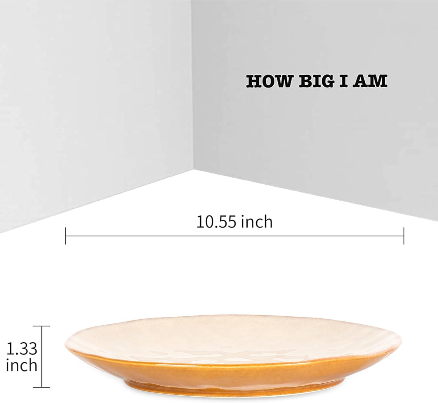 Ceramic Dinner Plates Set, 10.5 Inch, Set of 6, Round, Microwave, Oven, Dishwasher Safe, Porcelain Fluted Suitable for Steak, Pasta, Pizza, Home, Party, Restaurant (Beige)