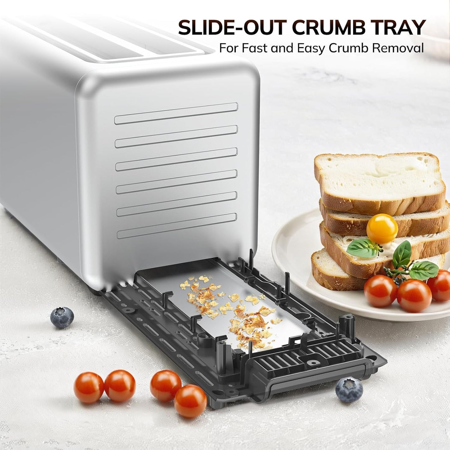 Toaster 4 Slice, Digital Smart Toaster with Touchscreen, Memory Function, Single Slot Toasting, Timer, Reheat & Defrost for Bagels, Bread, Waffles, Muffin, Stainless Steel Kitchen Essentials
