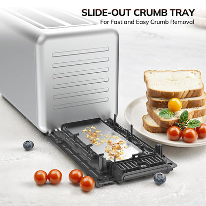 Toaster 4 Slice, Digital Smart Toaster with Touchscreen, Memory Function, Single Slot Toasting, Timer, Reheat & Defrost for Bagels, Bread, Waffles, Muffin, Stainless Steel Kitchen Essentials