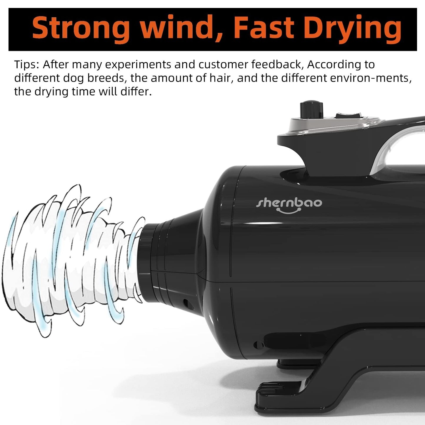 Shernbao Professional High Velocity Dog Dryer for Grooming and Hair Drying