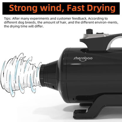 Shernbao Professional High Velocity Dog Dryer for Grooming and Hair Drying