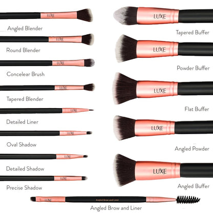 Premium Makeup Brushes Set for Face and Eye - Synthetic Brushes for Foundation, Powder, Blush, Eyeshadow - Brush Cleaning Solution Included - Perfect Make up Brushes Kit, Beauty Brush Set (14Pc)