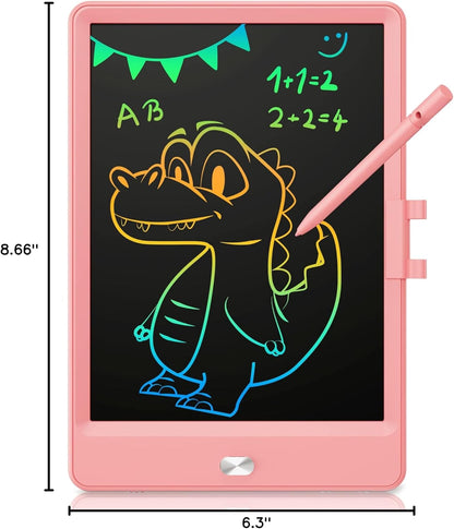 LCD Writing Tablet - 8.5 Inch Reusable Doodle Board for Children Aged 3-8, Educational Electronic Drawing Pad (Pink)