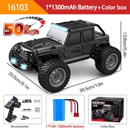 1:16 Scale 4WD RC Car with LED Remote Control - High-Speed Drift Monster Truck for Kids, 70KM/H or 50KM/H, Compatible with 144001 Toys