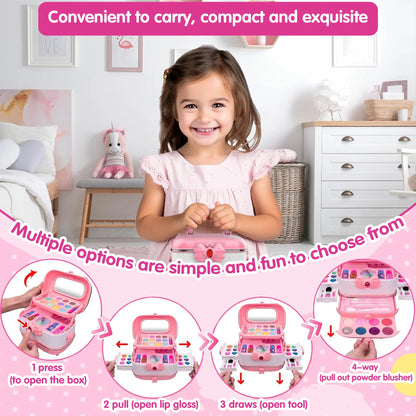 Girls Makeup Toys Kit, 57 Pcs Pretend Play Makeup Toys for Kids with Real Cosmetic, Kids Makeup Set Toys for Girls 3-6 Year Christmas Birthday Gifts