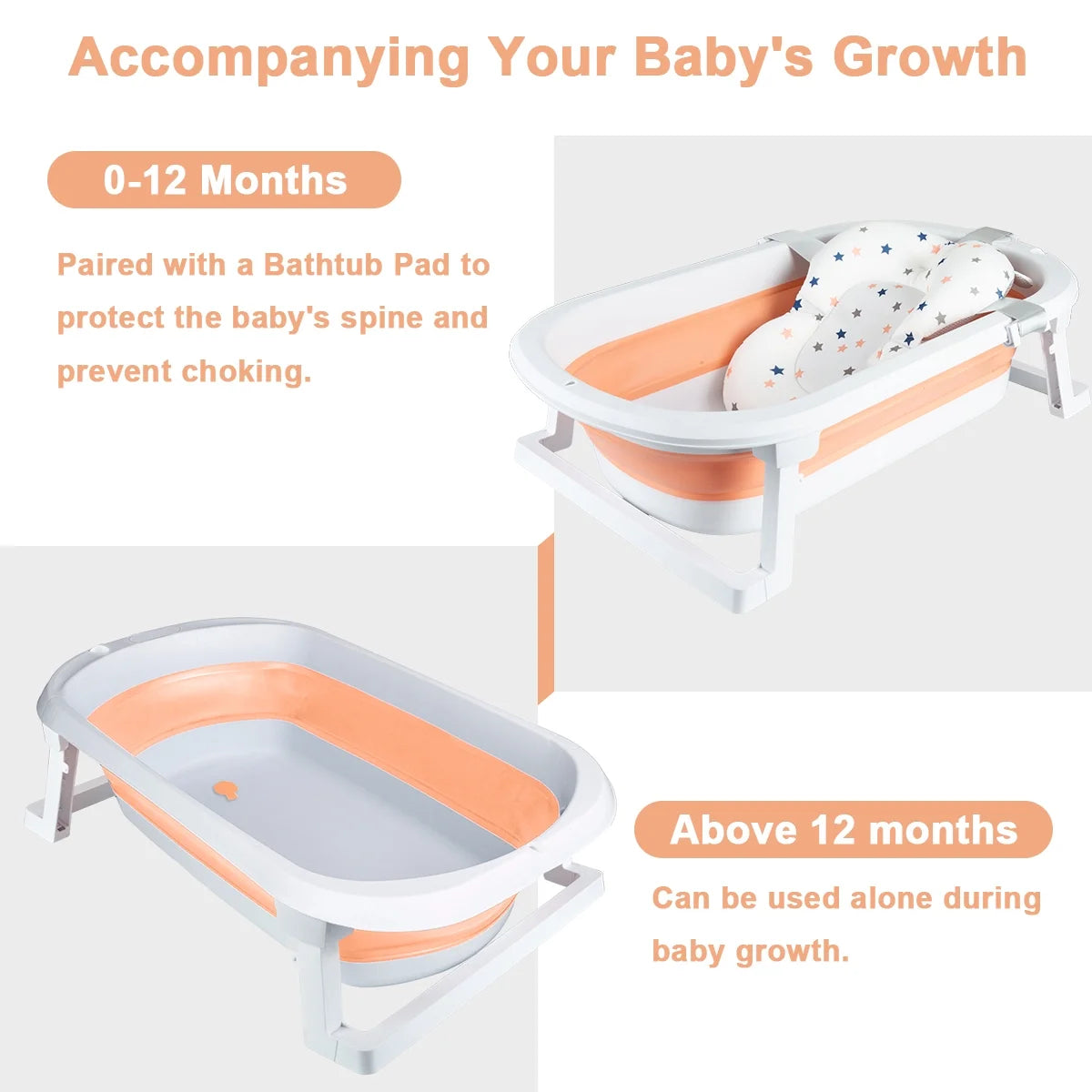 Portable Foldable Baby Bathtub with Accessories - Pink