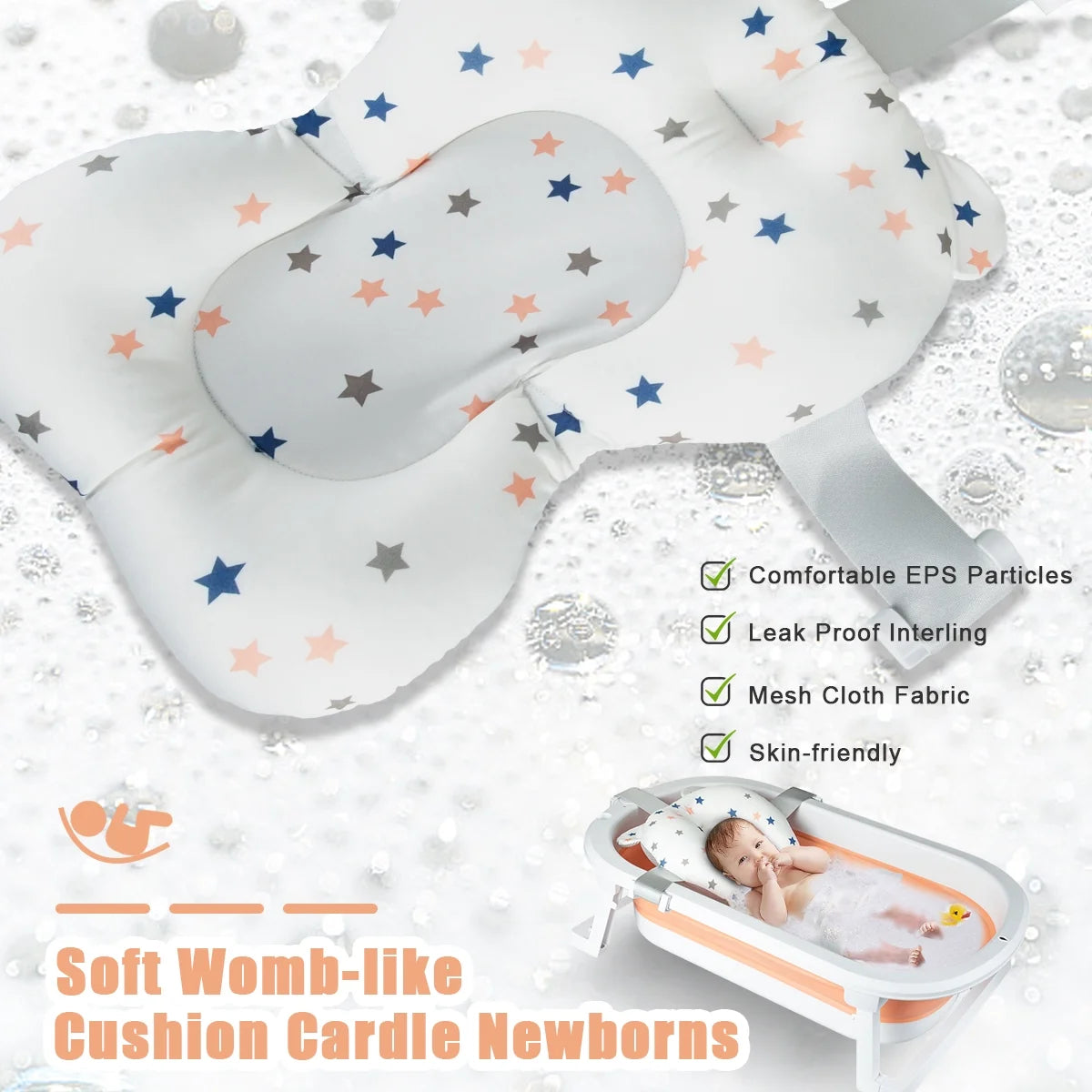 Portable Foldable Baby Bathtub with Accessories - Pink