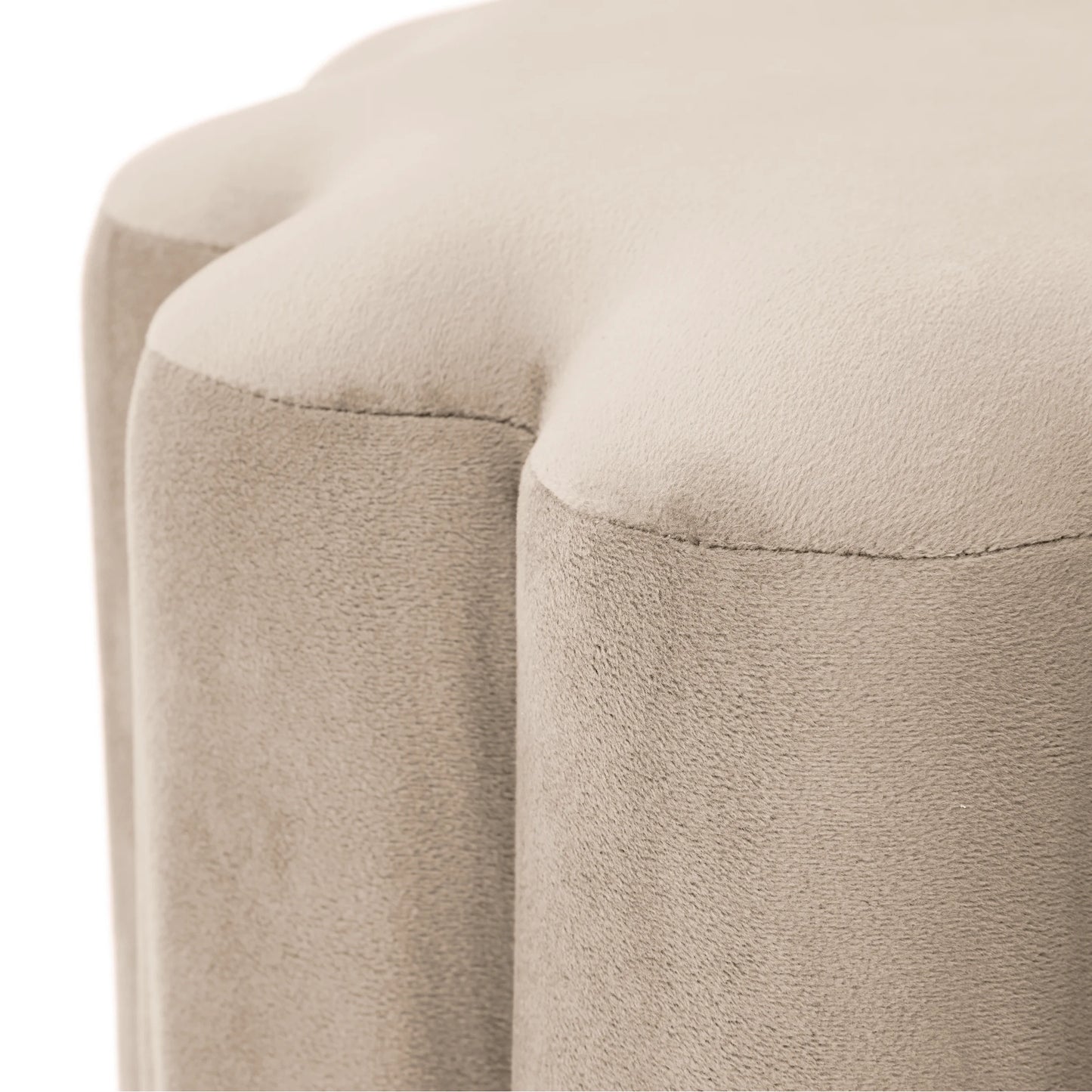 Lillian Beige Velvet Tufted Ottoman