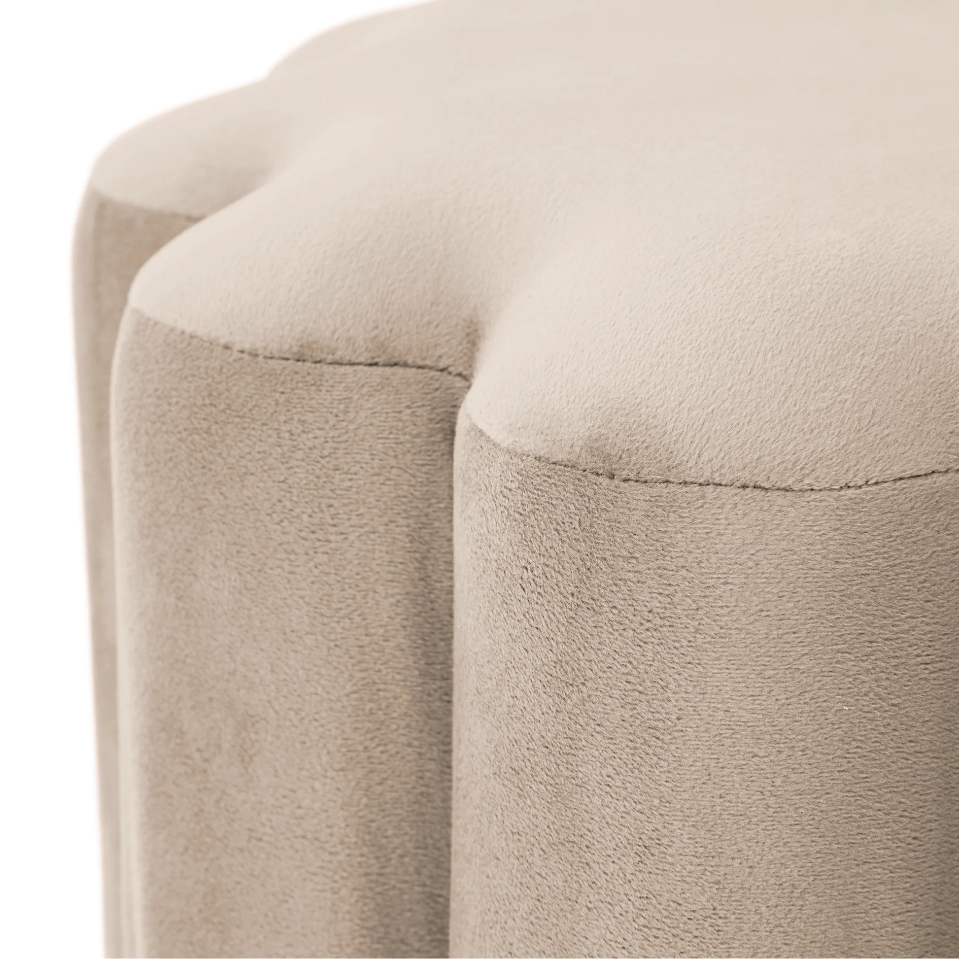 Lillian Beige Velvet Tufted Ottoman