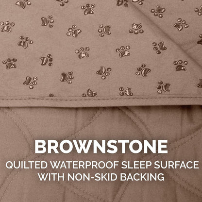 Waterproof & Non-Slip Twin Size Mattress Cover Protector for Dogs & Cats, Washable, for Beds, Couches, & Car Seats - Quilted Twill Blanket Mattress Cover - Brownstone, Small/Twin Size