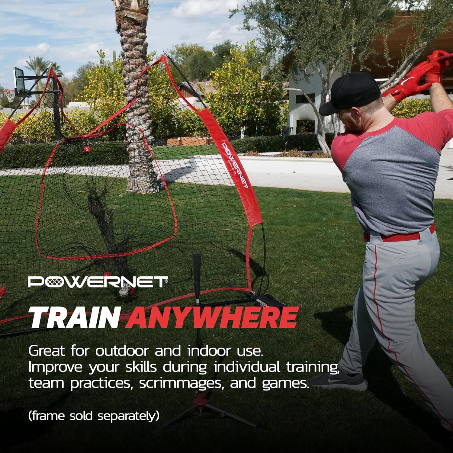 7x7 Baseball and Softball Practice Net with Accessories for Pitching, Batting, and Fielding, Including Ball Caddy, Weighted Baseballs, and Tee