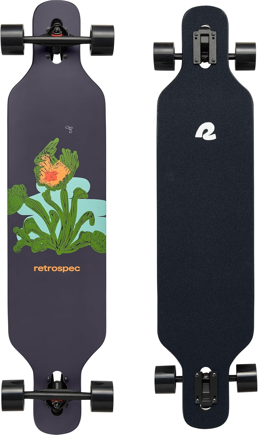 Rift Drop-Through Longboard Skateboard Complete - Canadian Maple Wood Cruiser with Drop-Through Trucks for Commuting, Cruising, Carving, and Downhill Riding