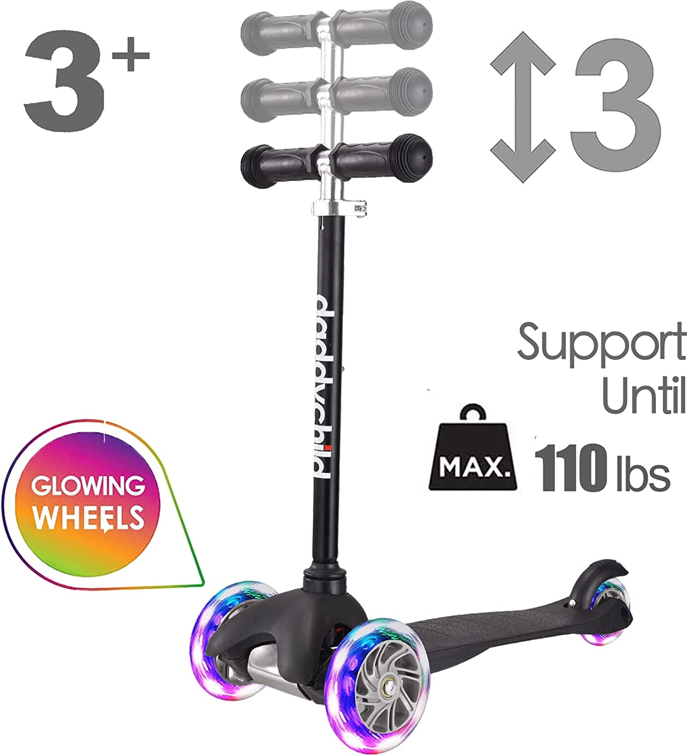 3-Wheel Kick Scooter for Children Aged 3-6, Featuring Light-Up Wheels for Boys and Girls