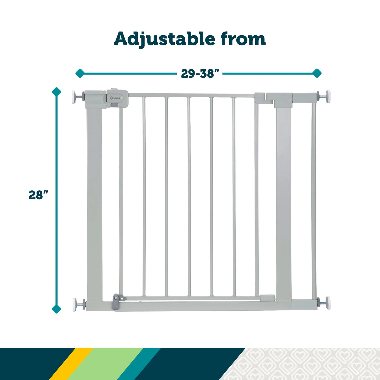 Pressure-Mounted Baby Gates for Doorways, Securetech® No-Drill Design with Integrated Door, Adjustable Width 29-38 Inches