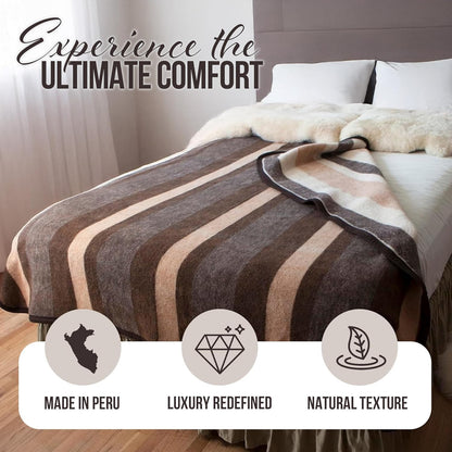 Natural Alpaca and Sheep Wool Twin Blanket – Heavyweight, Breathable, and Textured – 63 x 84 Inches, 4.2 lbs – Crafted in Peru