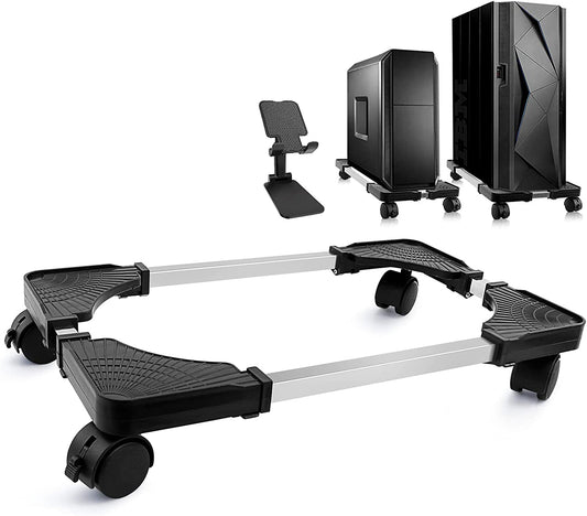 Adjustable Mobile CPU Tower Stand with Rolling Wheels for Gaming and Student Desktops