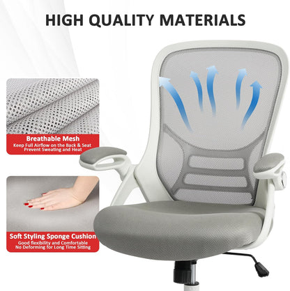 Ergonomic Mesh Executive Office Chair with Adjustable Armrests for Home and Professional Use (Grey)