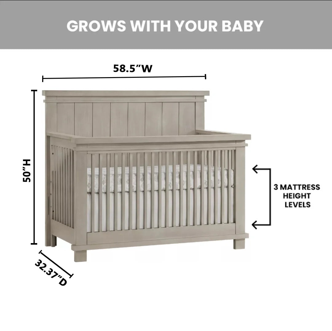 Hampton Greenguard Gold Certified 4-in-1 Convertible Crib with Stone Wash Finish