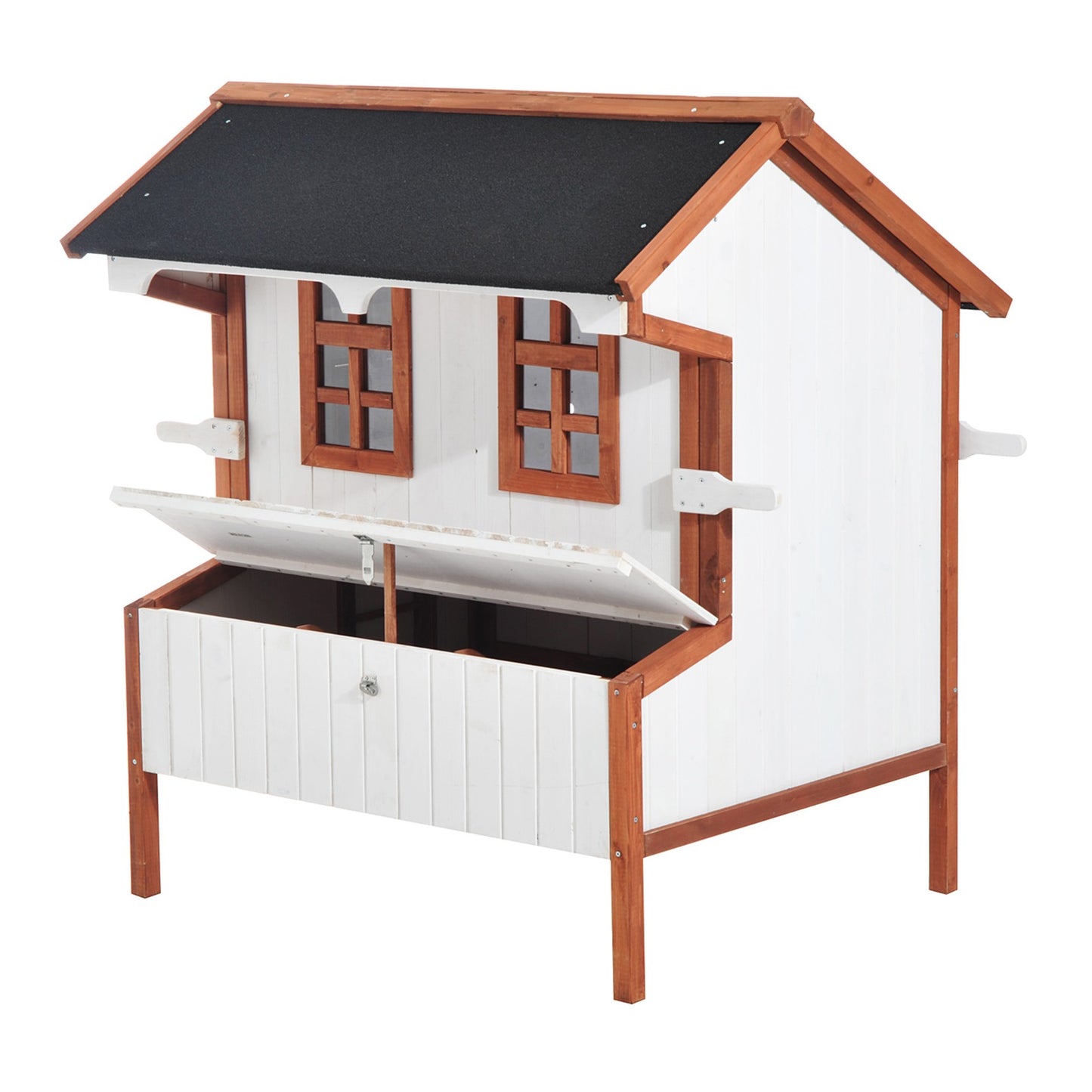 Chicken Coop Hen Cage Poultry Hutch Nesting Box Roof Wooden Large House Door