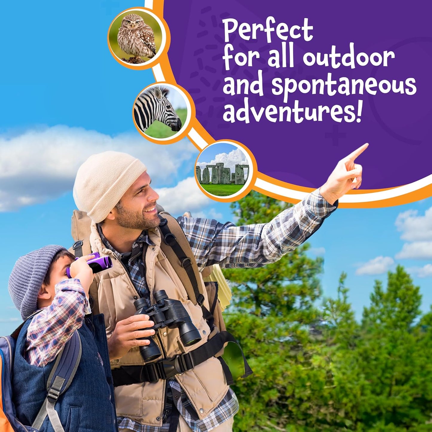 Think Peak Blue Binoculars - Compact Outdoor Adventure and STEM Educational Tool for Children Aged 3-12, Perfect for Bird Watching, Camping, and Nature Exploration