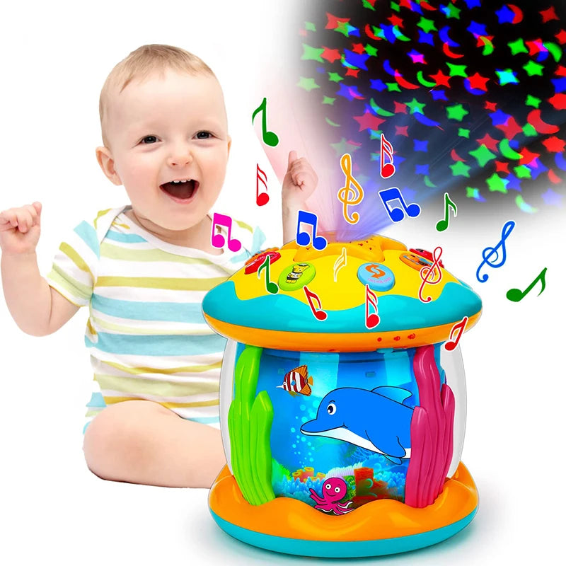 Ocean Light Rotary Projector Musical Toy for Infants Aged 1-3 Years - Montessori-Inspired Early Educational Sensory Toy for Toddlers