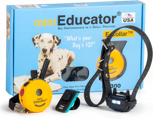 ET-300 Mini  E-Collar Humane Dog Training Collar with Remote & Night Light–100 Levels Gentle Tapping Stimulation, Waterproof & Rechargeable–1/2 Mile Range–For 1 Small to Medium Dog–Yellow