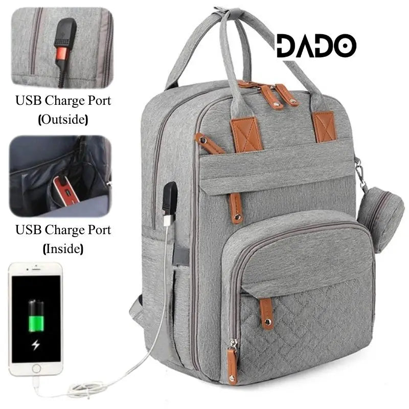 Premium Waterproof Diaper Backpack with Integrated Changing Station and Stroller Straps for Parents