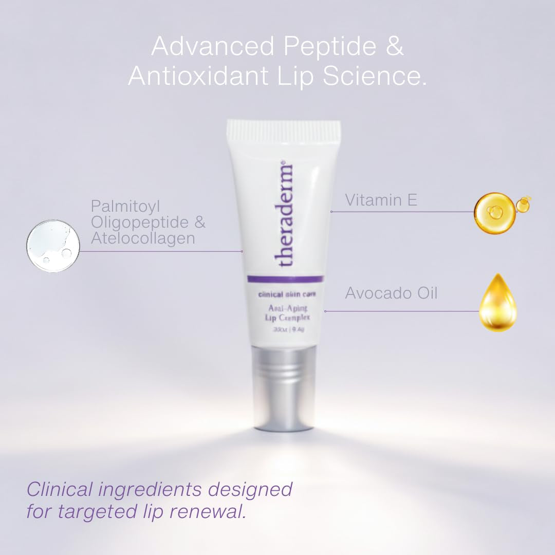 Anti-Aging Lip Complex – Peptide Lip Treatment for Plumper-Looking, Smoother Lips with Collagen Peptides, Avocado Oil & Coq10, .33 Oz
