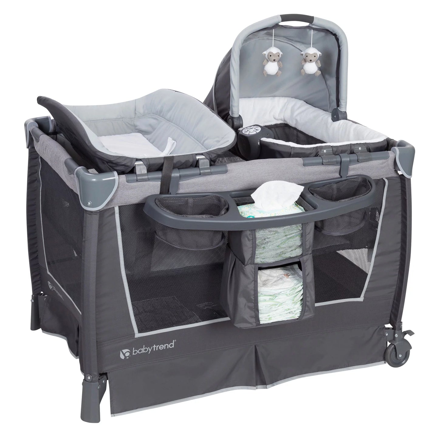 Retreat Nursery Center Playard with Bassinet and Travel Bag in Robin Gray