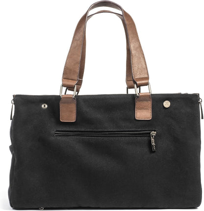Weekend Black Canvas Interchangeable Airline Approved Pet Carrier Combo with Pockets for Small Dogs (Pet Carrier Base & Shell Tote)