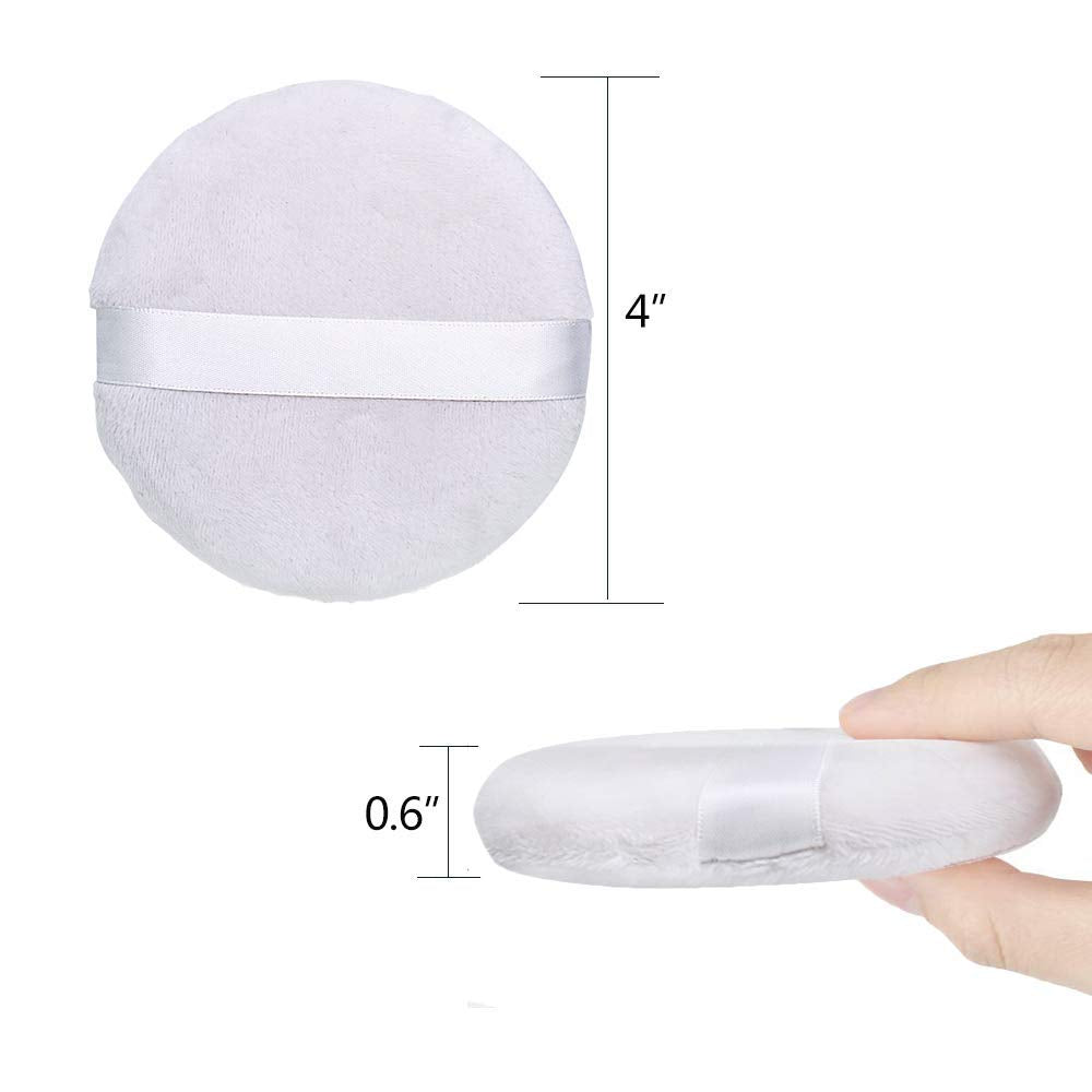 3PCS Powder Puff Large 4In./10Cm Velour Body Makeup Puff with Satin Ribbon