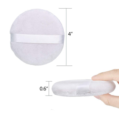 3PCS Powder Puff Large 4In./10Cm Velour Body Makeup Puff with Satin Ribbon