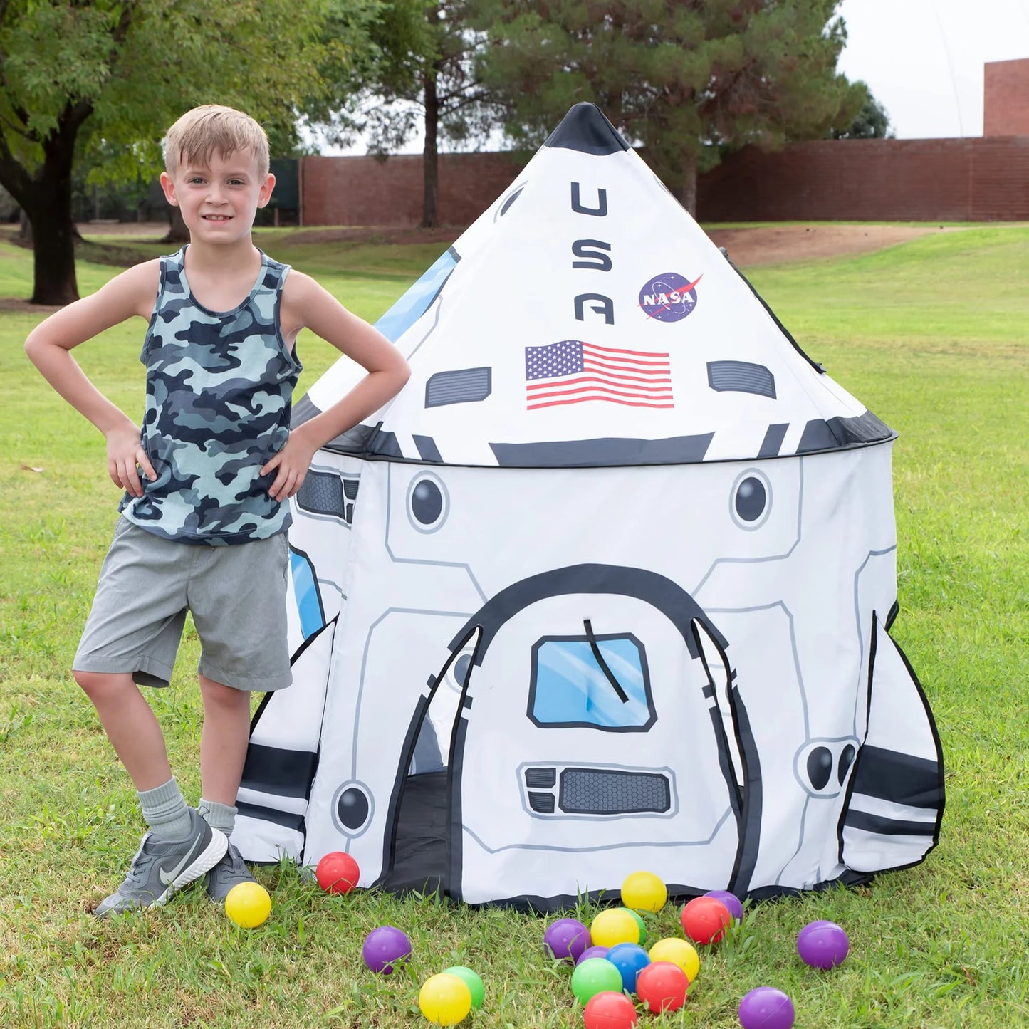 Rocket Ship Pop-Up Play Tent for Kids - Indoor and Outdoor Spaceship Playhouse Set