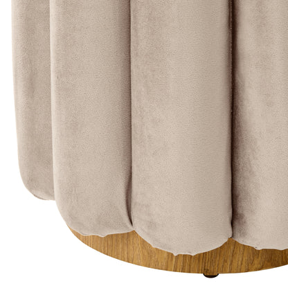 Lillian Beige Velvet Tufted Ottoman