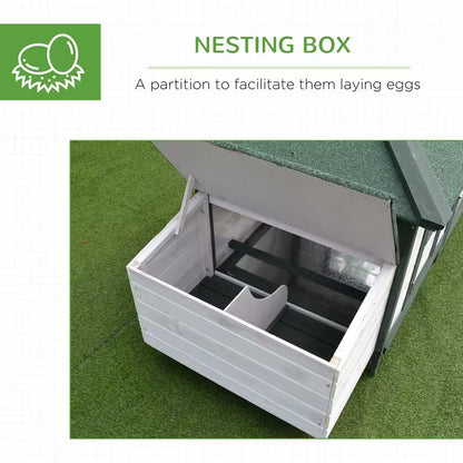 77 In. Green Wooden Chicken Coop 0.00037-Acre In-Ground W/Weatherproof Roof, Poultry Fencing and Removable Tray