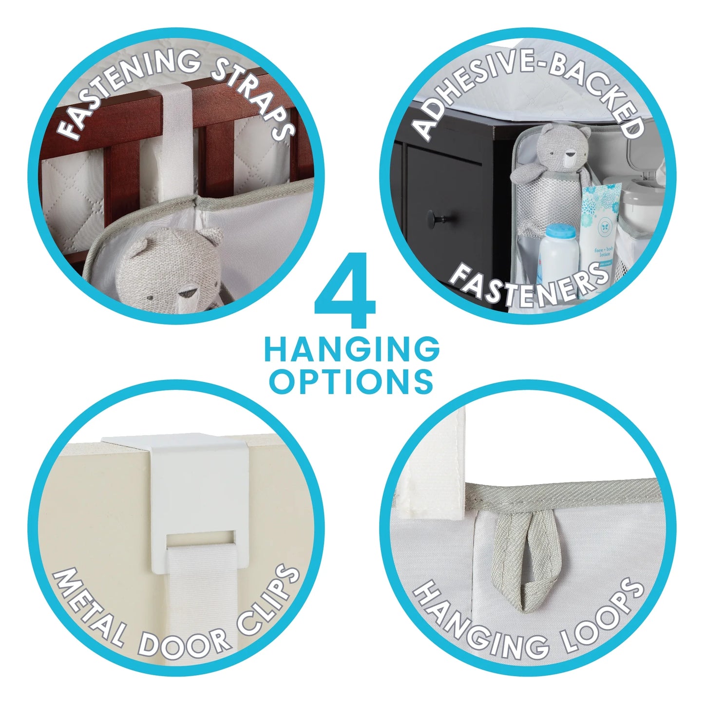 LA Baby Diaper Caddy and Nursery Organizer for Infant Essentials - White