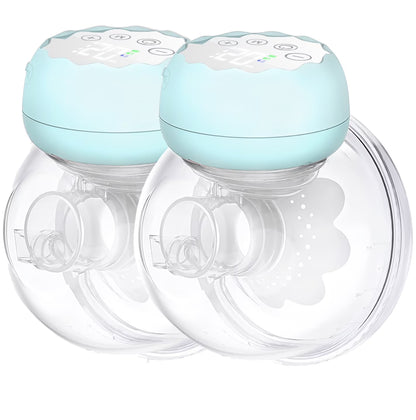 Portable Electric Hands-Free Breast Pump Set with 4 Modes and 12 Adjustable Levels - Dual Pack in Blue