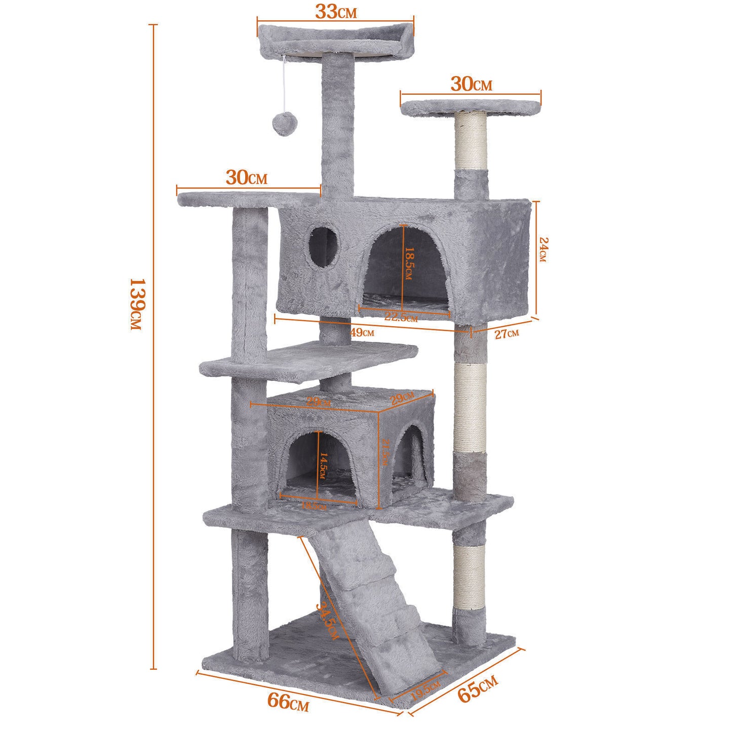 55-Inch Multi-Level Cat Tree Tower Activity Center with Condo - Available in 6 Colors