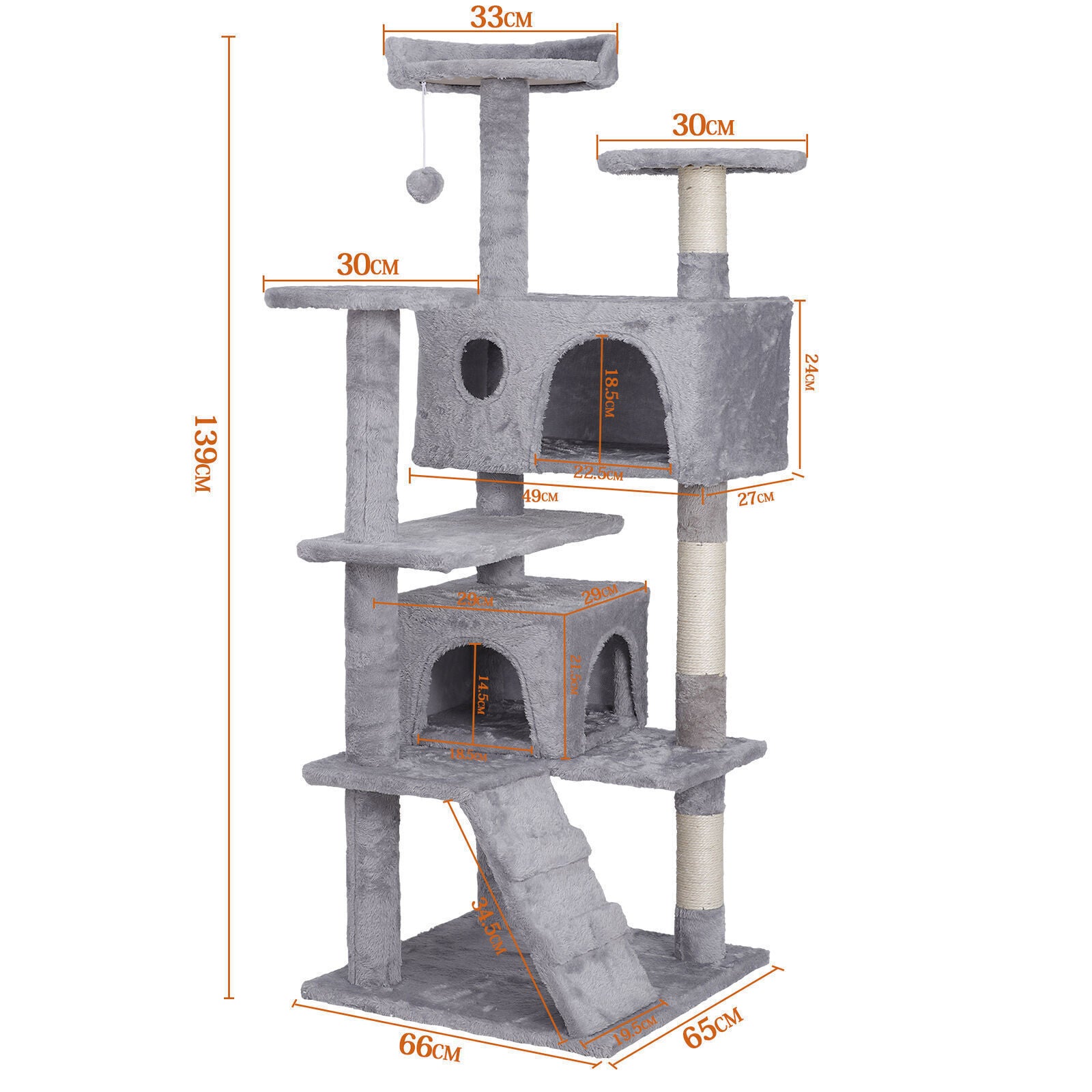 55-Inch Multi-Level Cat Tree Tower Activity Center with Condo - Available in 6 Colors