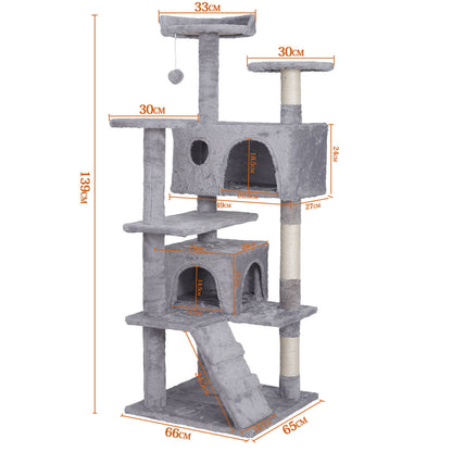 55-Inch Multi-Level Cat Tree Tower Activity Center with Condo - Available in 6 Colors