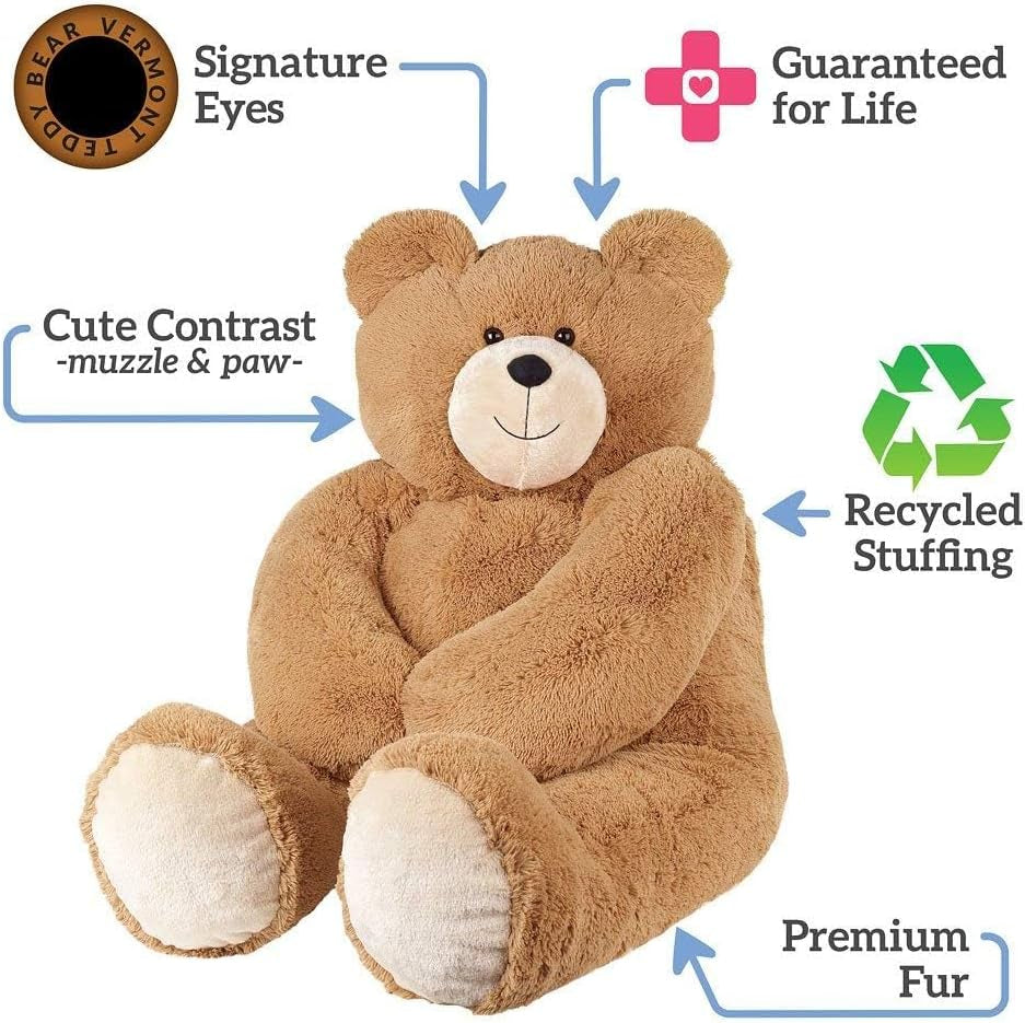 4FT Eco-Friendly Giant Teddy Bear | Handmade in the USA with 100% Recycled Filling | Each Plush Saves 200 Plastic Bottles from Landfills