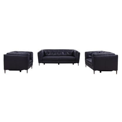 Primrose Navy Top Grain Leather Power Recliner Sofa