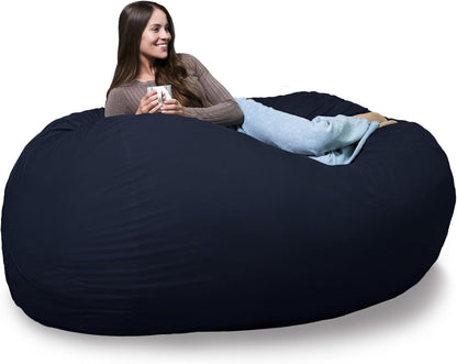 Fuf 6.5-Foot Foam Bean Bag Chair for Kids and Families, Perfect for Living Spaces and Basements, Cobalt Lenox, Durable Woven Polyester Construction