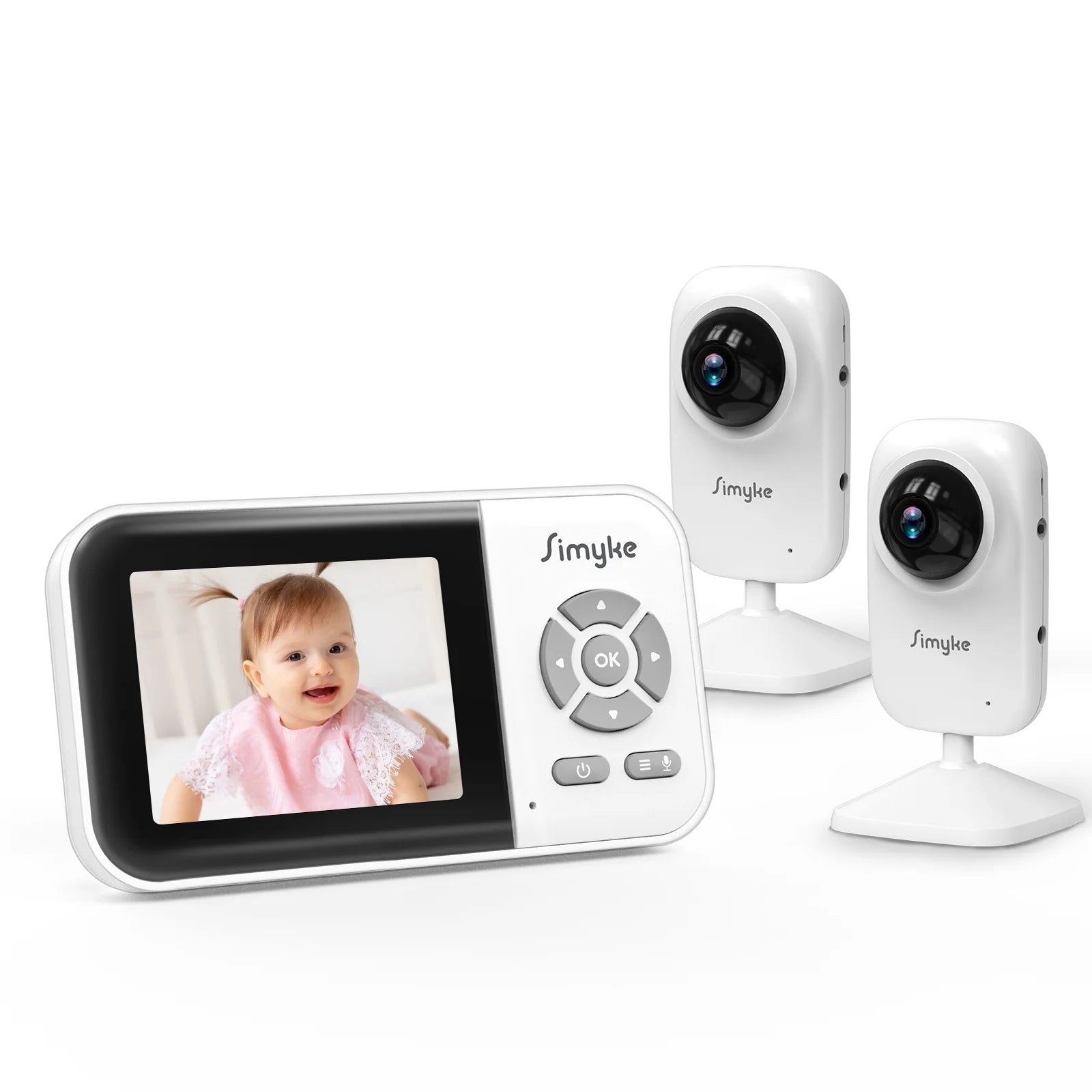 Dual Camera Video Baby Monitor with 2.8" LCD Display, Wireless Connectivity, Night Vision, Two-Way Audio, App Integration, 1200 Ft Range, Feeding Timer, Temperature Sensor, and Portable Design for Home Use