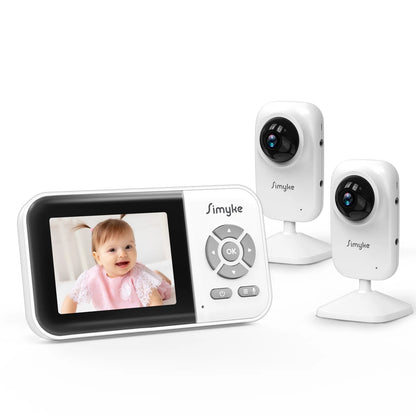 Dual Camera Video Baby Monitor with 2.8" LCD Display, Wireless Connectivity, Night Vision, Two-Way Audio, App Integration, 1200 Ft Range, Feeding Timer, Temperature Sensor, and Portable Design for Home Use