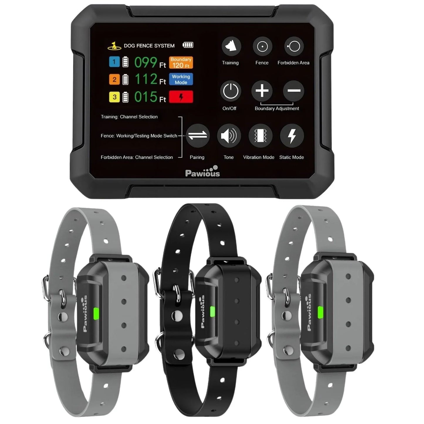 Wireless Dog Containment System - 3 Dog Package, High Precision Wireless Fence for Up to 5 Acres with Real-Time Distance Monitoring