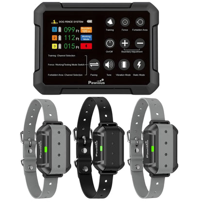 Wireless Dog Containment System - 3 Dog Package, High Precision Wireless Fence for Up to 5 Acres with Real-Time Distance Monitoring