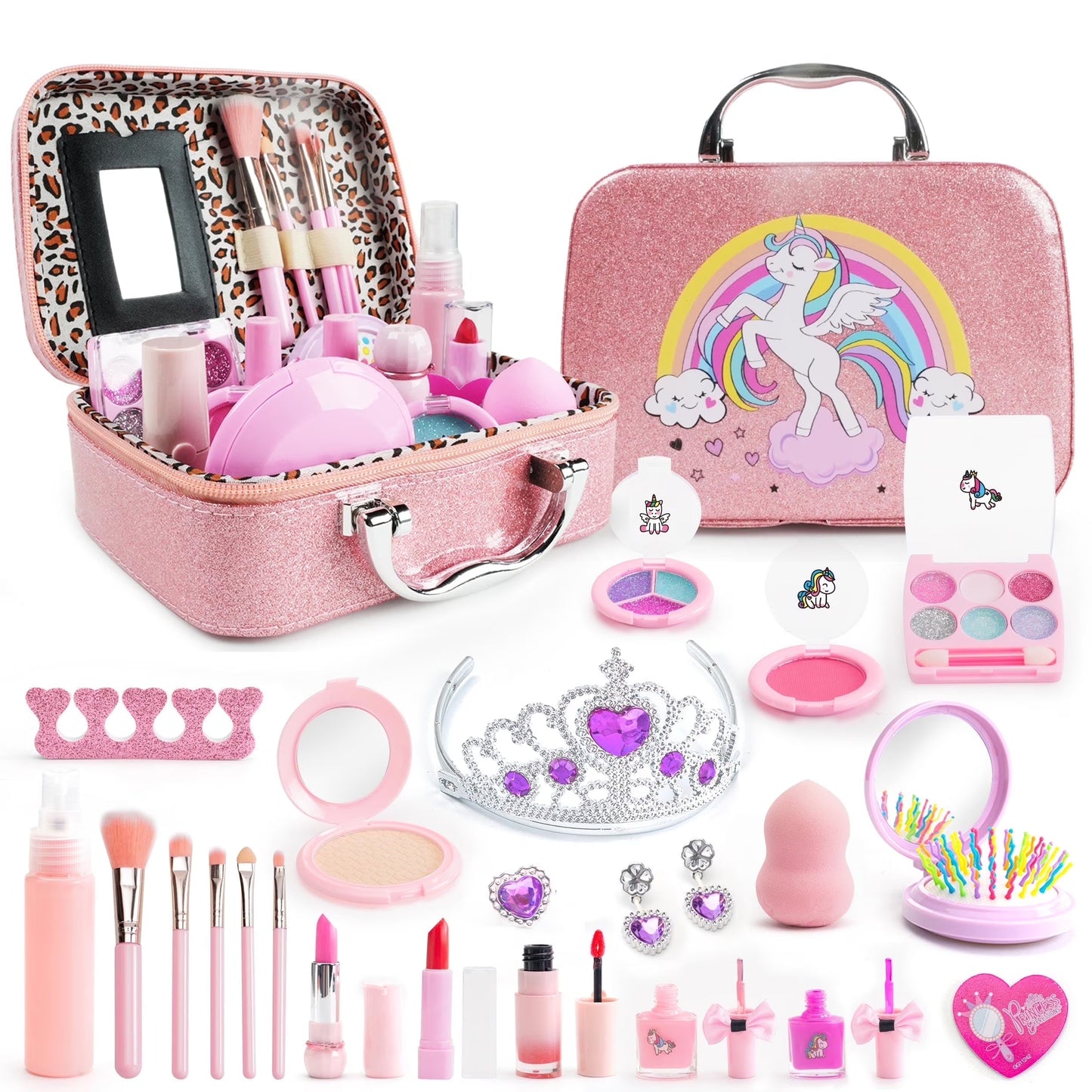 Kids Makeup Set for Girls Washable Real Cosmetic, Safe & Non-Toxic Little Girl Makeup Kit Toys for Girls 3 4 5 6 7 8 9 10 Year Old Birthday Gift for Kids Toddler Girl