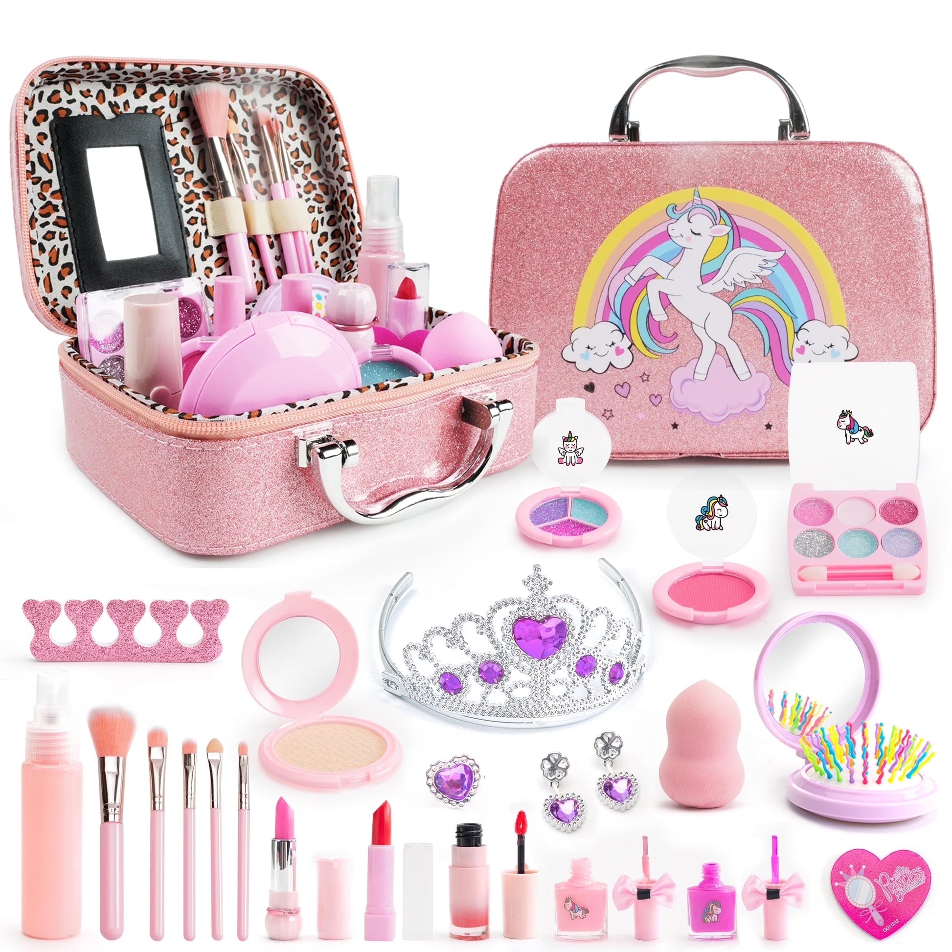 Kids Makeup Set for Girls Washable Real Cosmetic, Safe & Non-Toxic Little Girl Makeup Kit Toys for Girls 3 4 5 6 7 8 9 10 Year Old Birthday Gift for Kids Toddler Girl