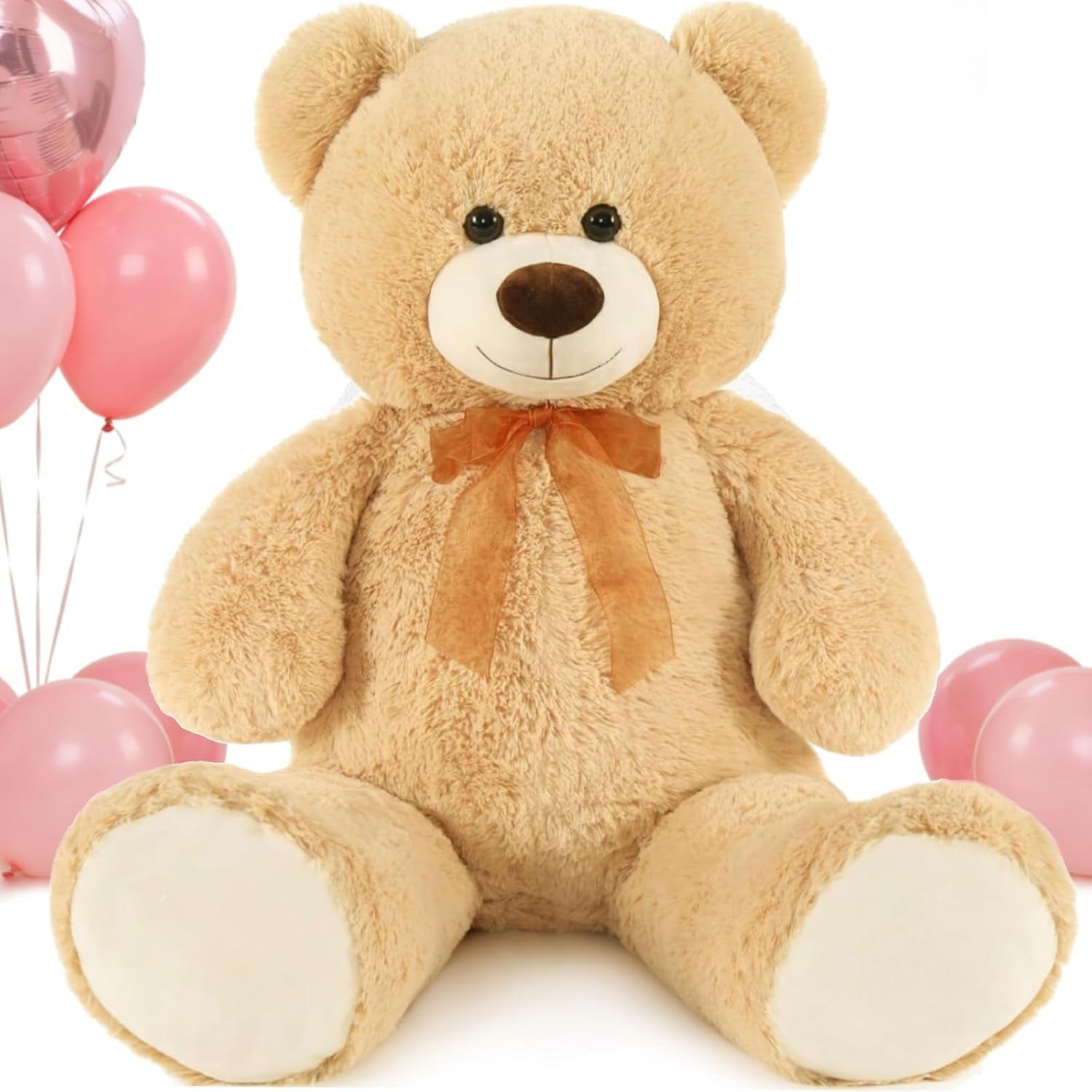 3Ft Giant Teddy Bear Stuffed Animal - Large Tan Bear for Kids, Baby Showers, and Special Occasions